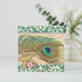 INVITATION d'ANNIVERSAIRE de PLAGE de PAON de (Debout devant)