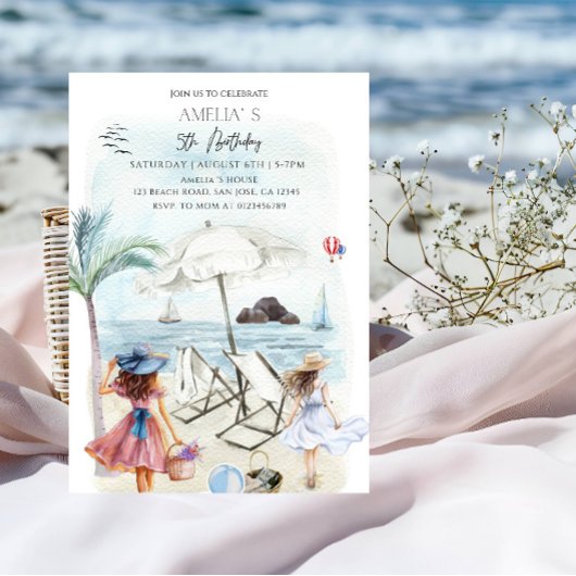 Invitation d'anniversaire de plage et d'océan pour