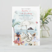 Invitation d'anniversaire de plage et d'océan pour (Debout devant)