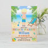 Invitation d'anniversaire de plage Invitation de p (Debout devant)