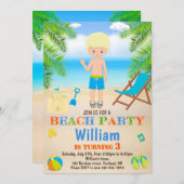 Invitation d'anniversaire de plage Invitation de p (Devant / Derrière)