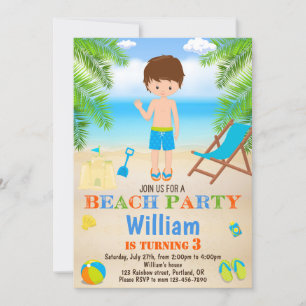 Invitation d'anniversaire de plage Invitation de p