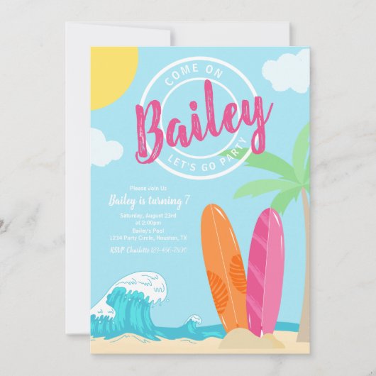 Invitation d'anniversaire de plage | Invitation Gi (Devant)