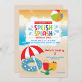 Invitation d'anniversaire de plage ・ Plage Party (Devant / Derrière)