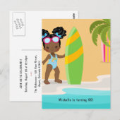 Invitation d'anniversaire de plage pour l'été des (Devant / Derrière)