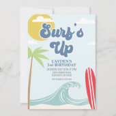 Invitation d'anniversaire de plage Surfs Up (Devant)