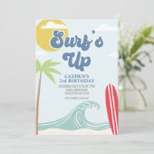 Invitation d'anniversaire de plage Surfs Up (Debout devant)