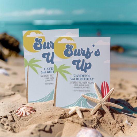 Invitation d'anniversaire de plage Surfs Up