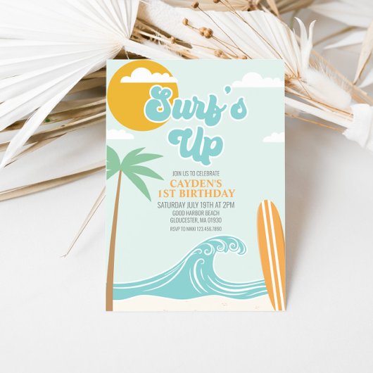 Invitation d'anniversaire de plage Surfs Up