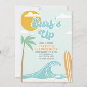 Invitation d'anniversaire de plage Surfs Up (Devant)
