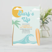Invitation d'anniversaire de plage Surfs Up (Debout devant)