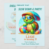 Invitation d'anniversaire de plage tropicale de to (Devant / Derrière)