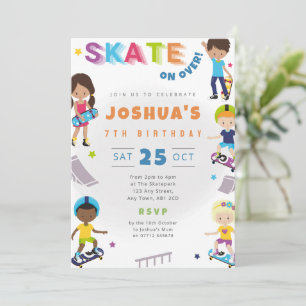 Invitation d'anniversaire de planche à roulettes p