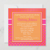 Invitation d'anniversaire de pois rose et orange (Dos)