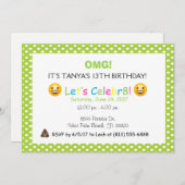 invitation d'anniversaire de pois vert (Devant / Derrière)