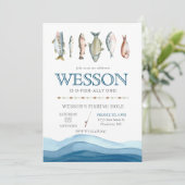 Invitation d'anniversaire de poisson, pêche Homme  (Debout devant)