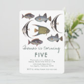 Invitation d'anniversaire de poisson vintage (Debout devant)