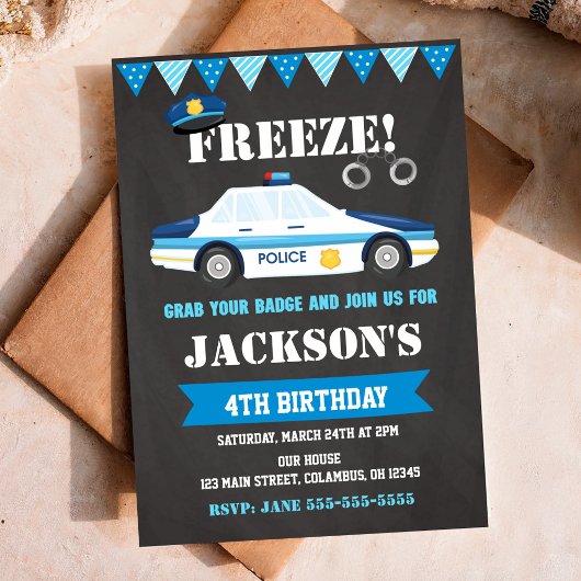 Invitation d'anniversaire de police Invitations de