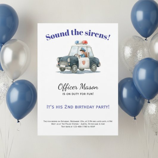 Invitation d'anniversaire de police • Officier de