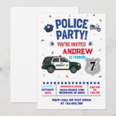 Invitation d'anniversaire de policier moderne pour (Devant / Derrière)