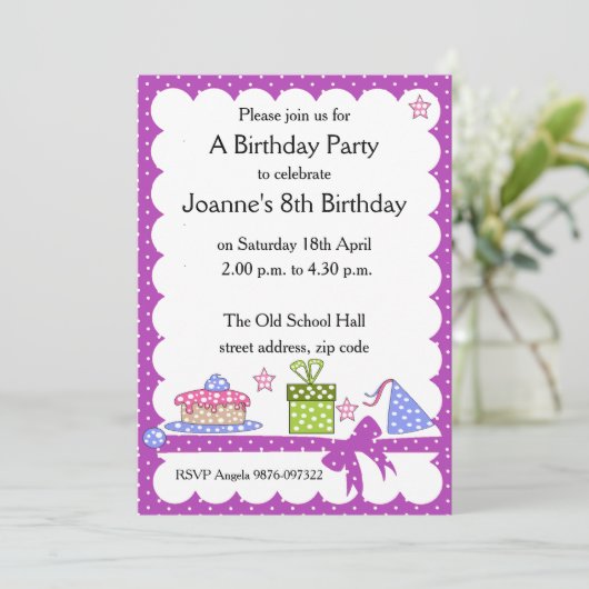 Invitation d'anniversaire de Polka Dot (Debout devant)