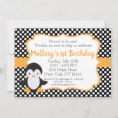 Invitation d'anniversaire de Polkadot Penguin (Devant)