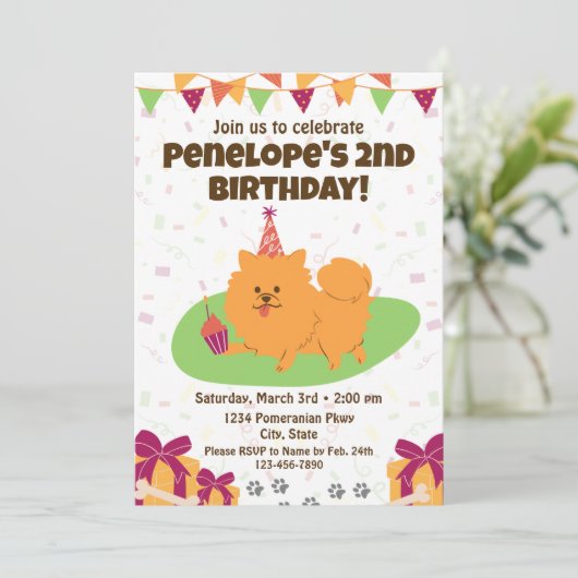 Invitation d'anniversaire de Poméranie (Debout devant)