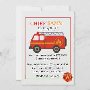 Invitation d'anniversaire de pompier