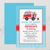 Invitation d'anniversaire de pompier (Devant / Derrière)