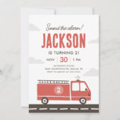 Invitation d'anniversaire de pompier de camion de  (Devant)
