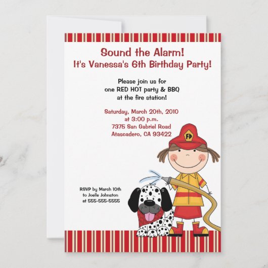 Invitation d'anniversaire de pompier Lil Firetruck (Devant)
