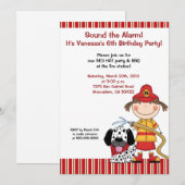 Invitation d'anniversaire de pompier Lil Firetruck (Devant / Derrière)