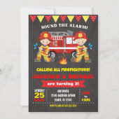 Invitation d'anniversaire de pompier Tableau noir  (Devant)