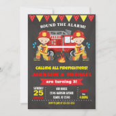 Invitation d'anniversaire de pompier Tableau noir (Devant)