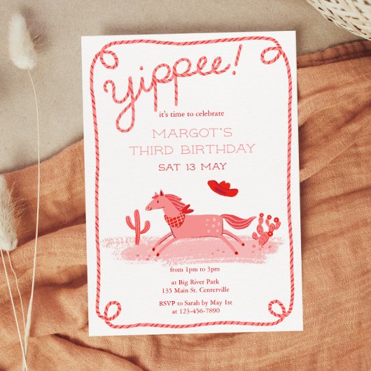 Invitation d'anniversaire de Poney Occidental