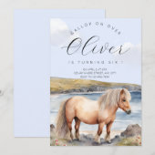 Invitation d'anniversaire de poney Shetland (Devant / Derrière)