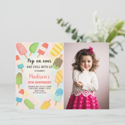 Invitation d'anniversaire de Popsicle moderne (Debout devant)