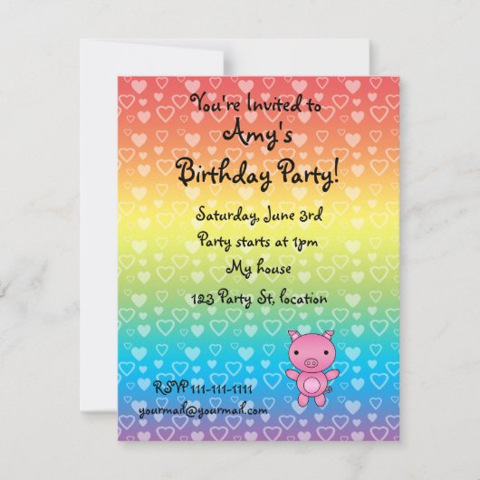 Invitation d'anniversaire de porc (Devant)