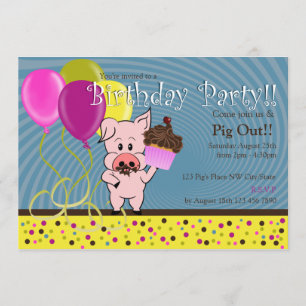 invitation d'anniversaire de porc de bande