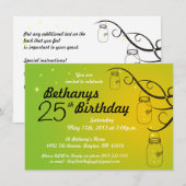 Invitation d'anniversaire de pot de maçon en verts (Devant / Derrière)