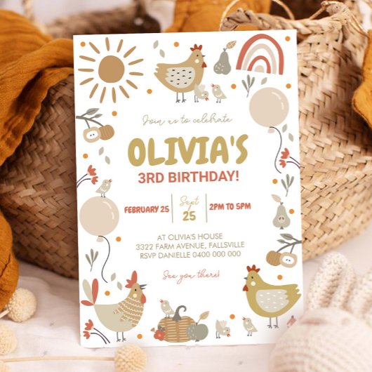 Invitation d'anniversaire de poulet Invitation de 