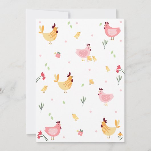 Invitation d'anniversaire de poulet Rainbow Chicke (Dos)