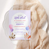 Invitation d'anniversaire de poulet violet pastel