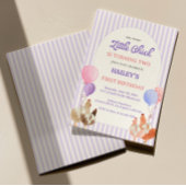 Invitation d'anniversaire de poulet violet pastel