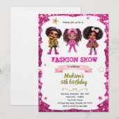 Invitation d'anniversaire de poupée de mode (Devant / Derrière)