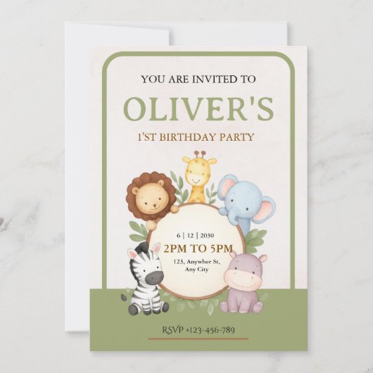 Invitation d'anniversaire de premier anniversaire (Devant)