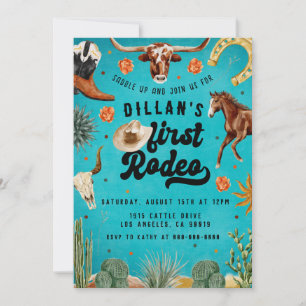 Invitation d'anniversaire de premier rodéo cowboy
