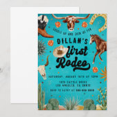 Invitation d'anniversaire de premier rodéo cowboy (Devant / Derrière)