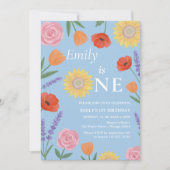 Invitation d'anniversaire de première année Fleurs (Devant)