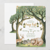 Invitation d'anniversaire de première forêt de fée (Devant / Derrière)